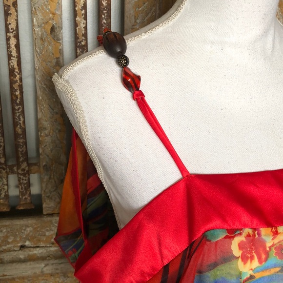 FLAMINGO USA FLORAL BLOUSE TROPICAL SMALL - Picture 2 of 7